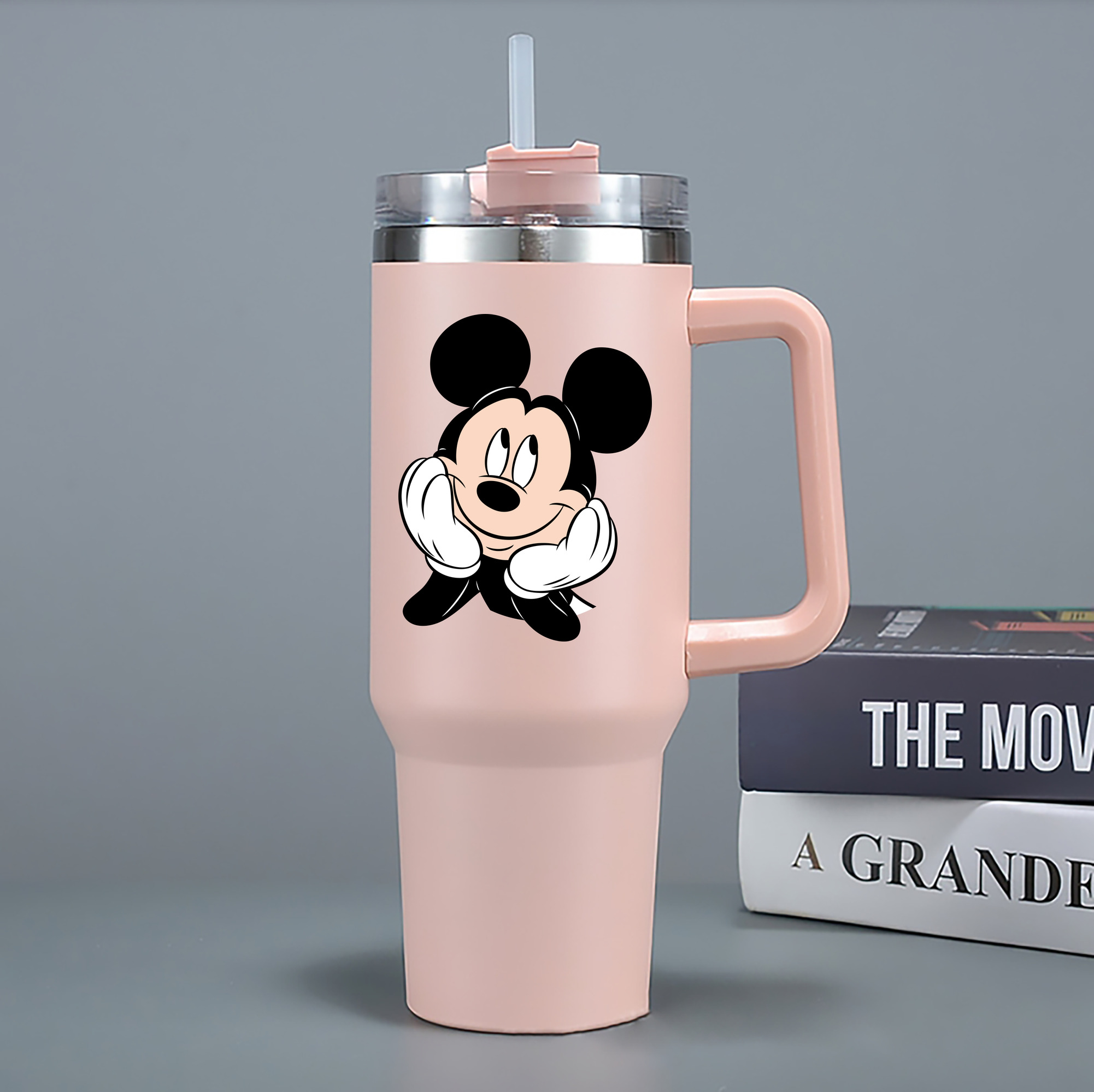 （画像用） ミッキーマウス Mickey Mouse 1200mL車用タンブラー - クリスタルステッカー（プラスチックストロー付き）